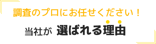 調査のプロにお任せください！当社が選ばれる理由